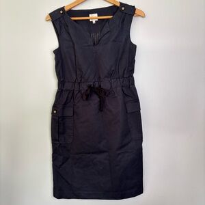 Anthropologie Golden Ratio Cargo Sheath Dress-Gold Buttons-Black-S-Preppy/Office